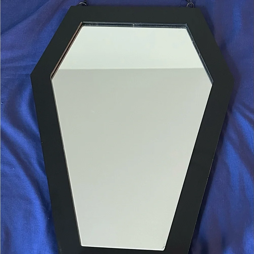 Black Coffin-Shaped Wall Mirror